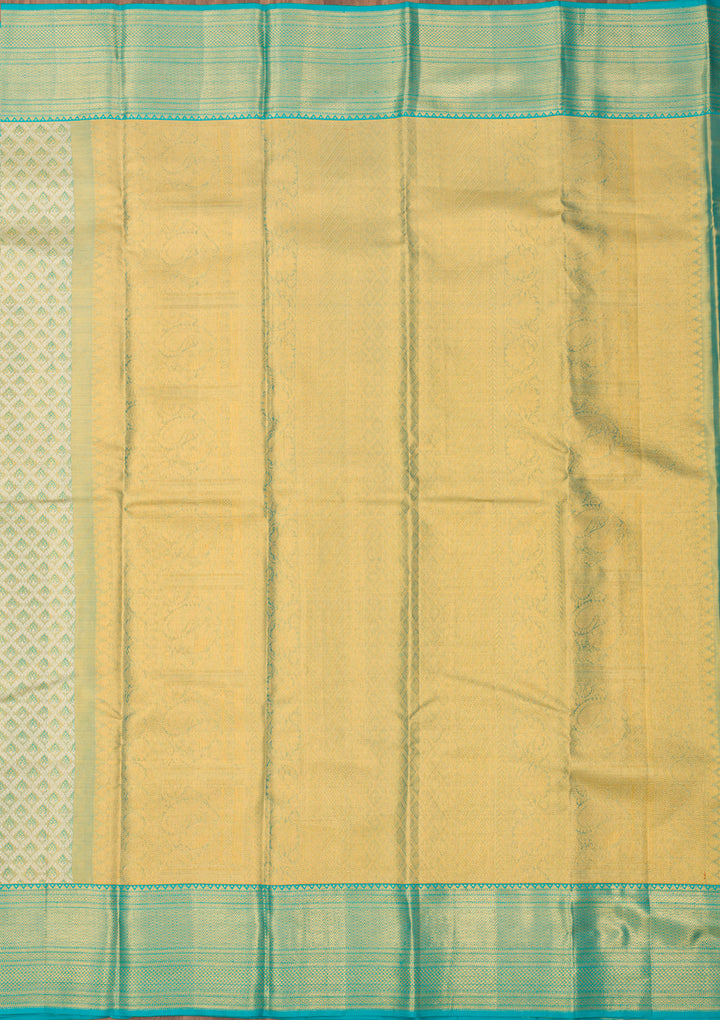 Turquoise Blue Zariwork Pure Silk Saree