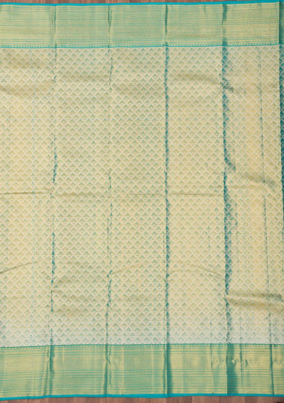 Turquoise Blue Zariwork Pure Silk Saree