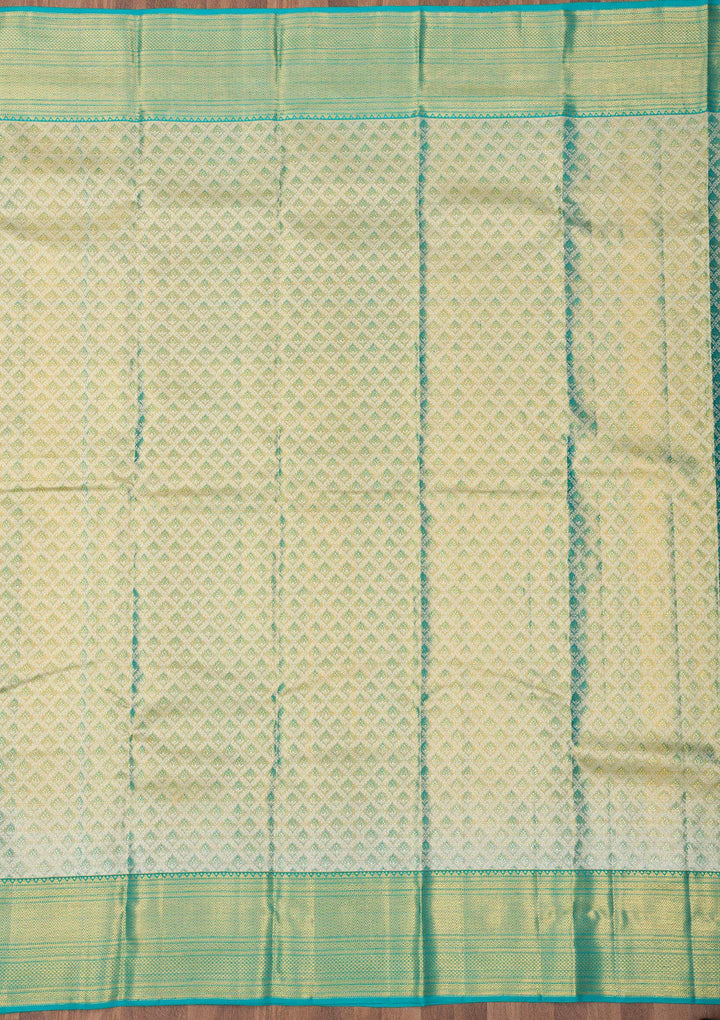Turquoise Blue Zariwork Pure Silk Saree