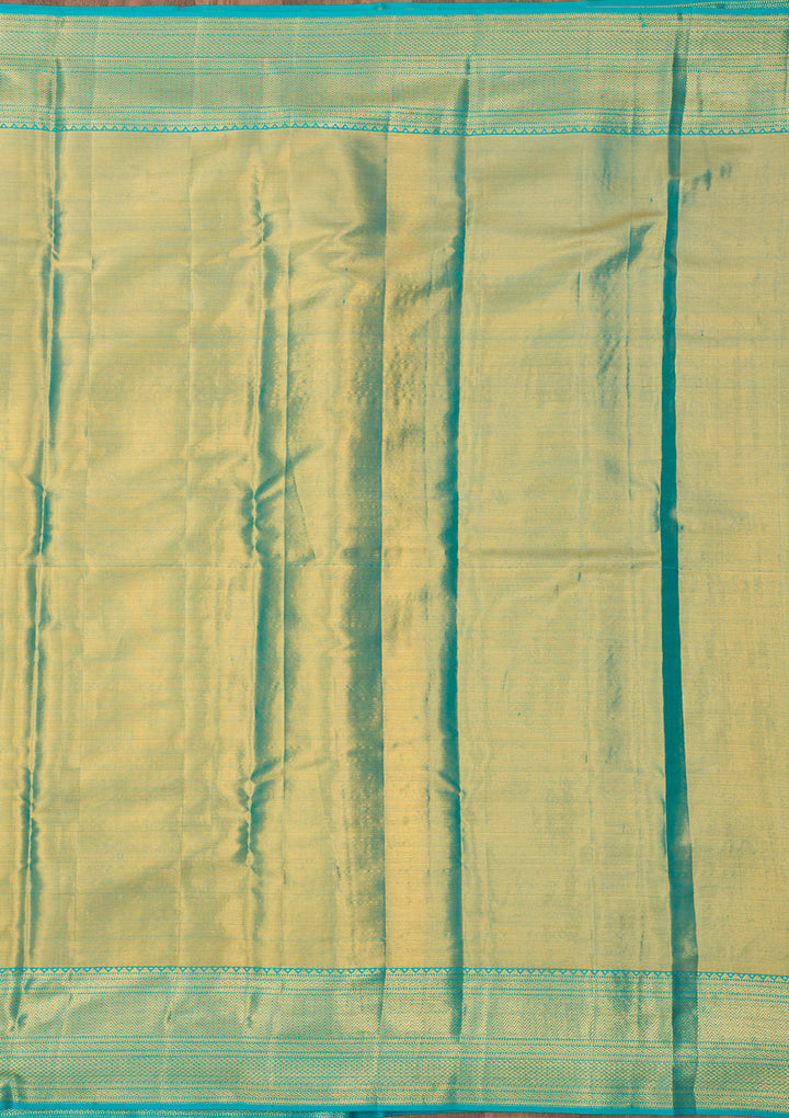 Turquoise Blue Zariwork Pure Silk Saree