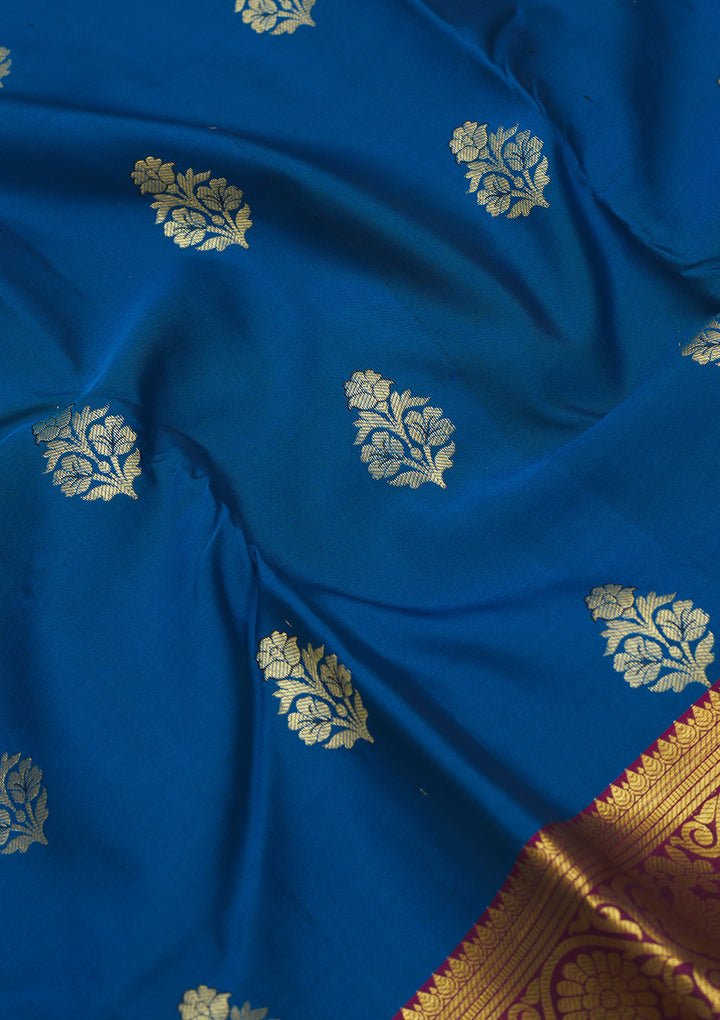 Turquoise Blue Zariwork Pure Silk Saree