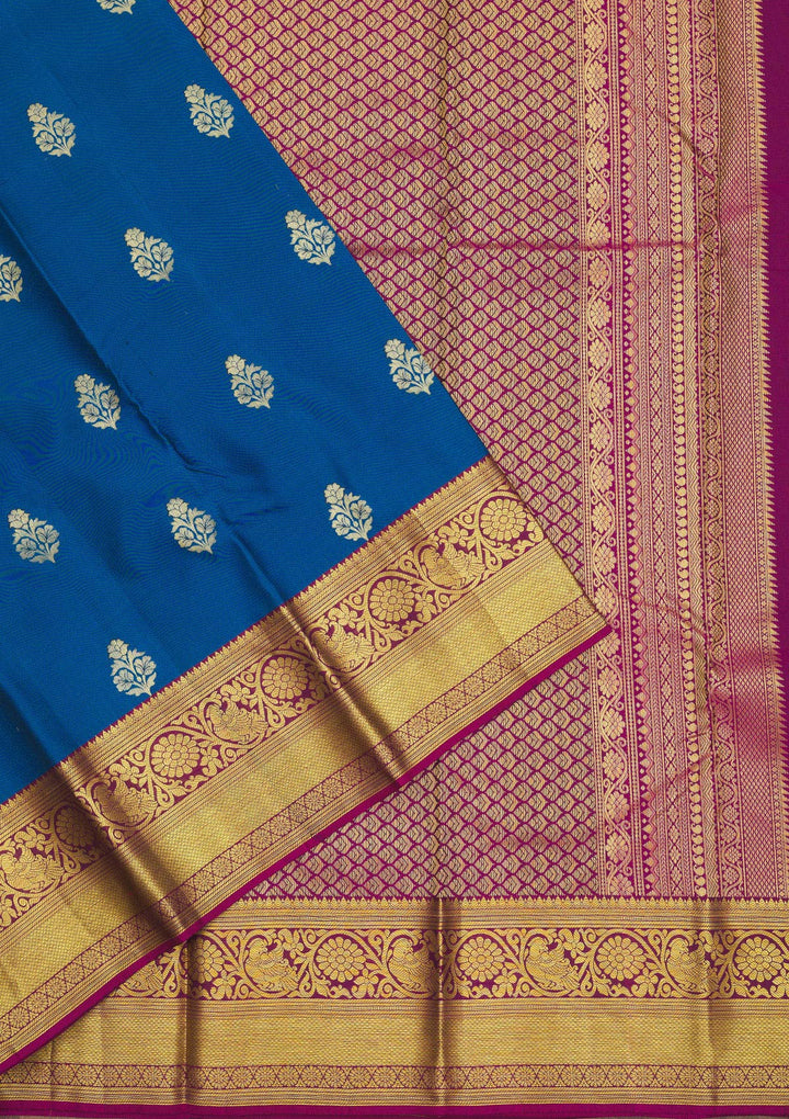 Turquoise Blue Zariwork Pure Silk Saree