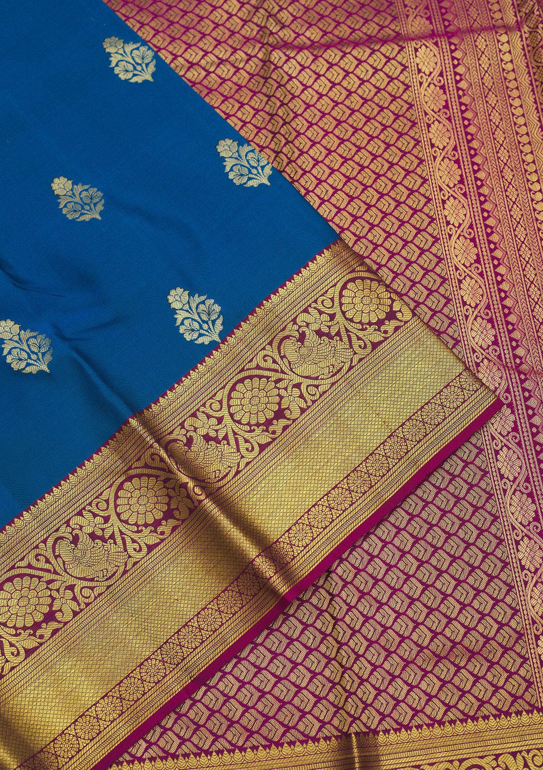 Turquoise Blue Zariwork Pure Silk Saree