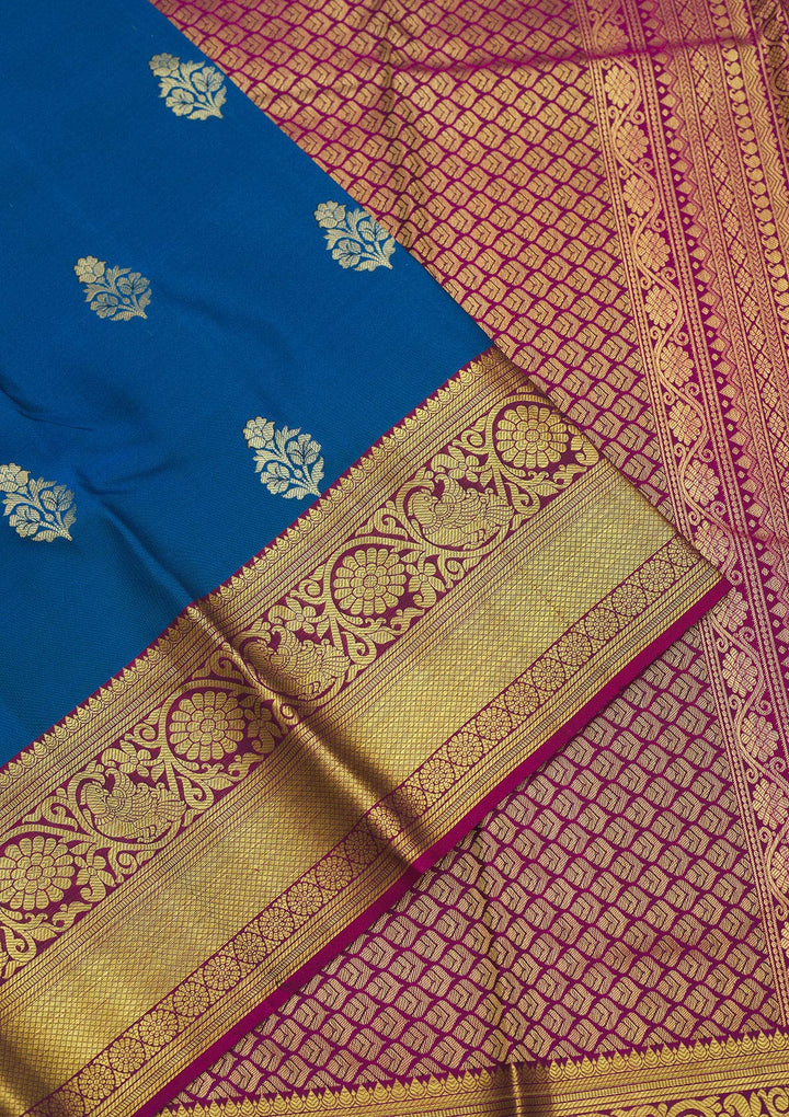 Turquoise Blue Zariwork Pure Silk Saree
