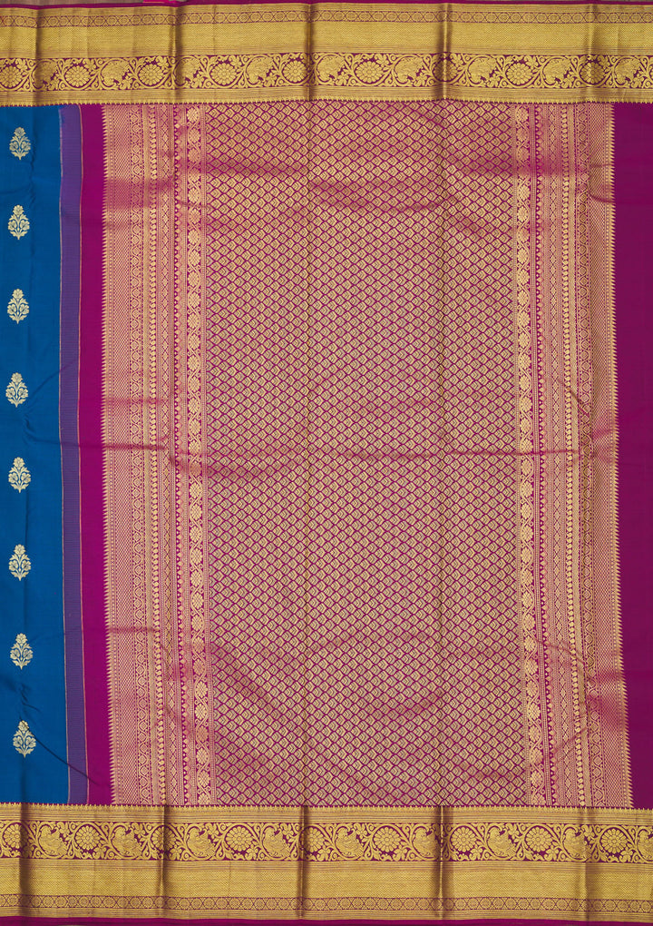 Turquoise Blue Zariwork Pure Silk Saree