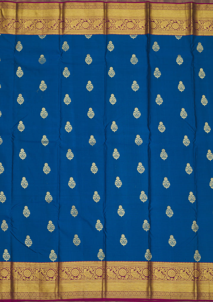 Turquoise Blue Zariwork Pure Silk Saree