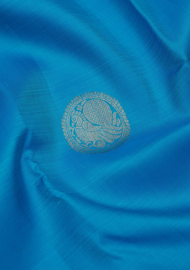 Turquoise Blue Zariwork Pure Silk Saree