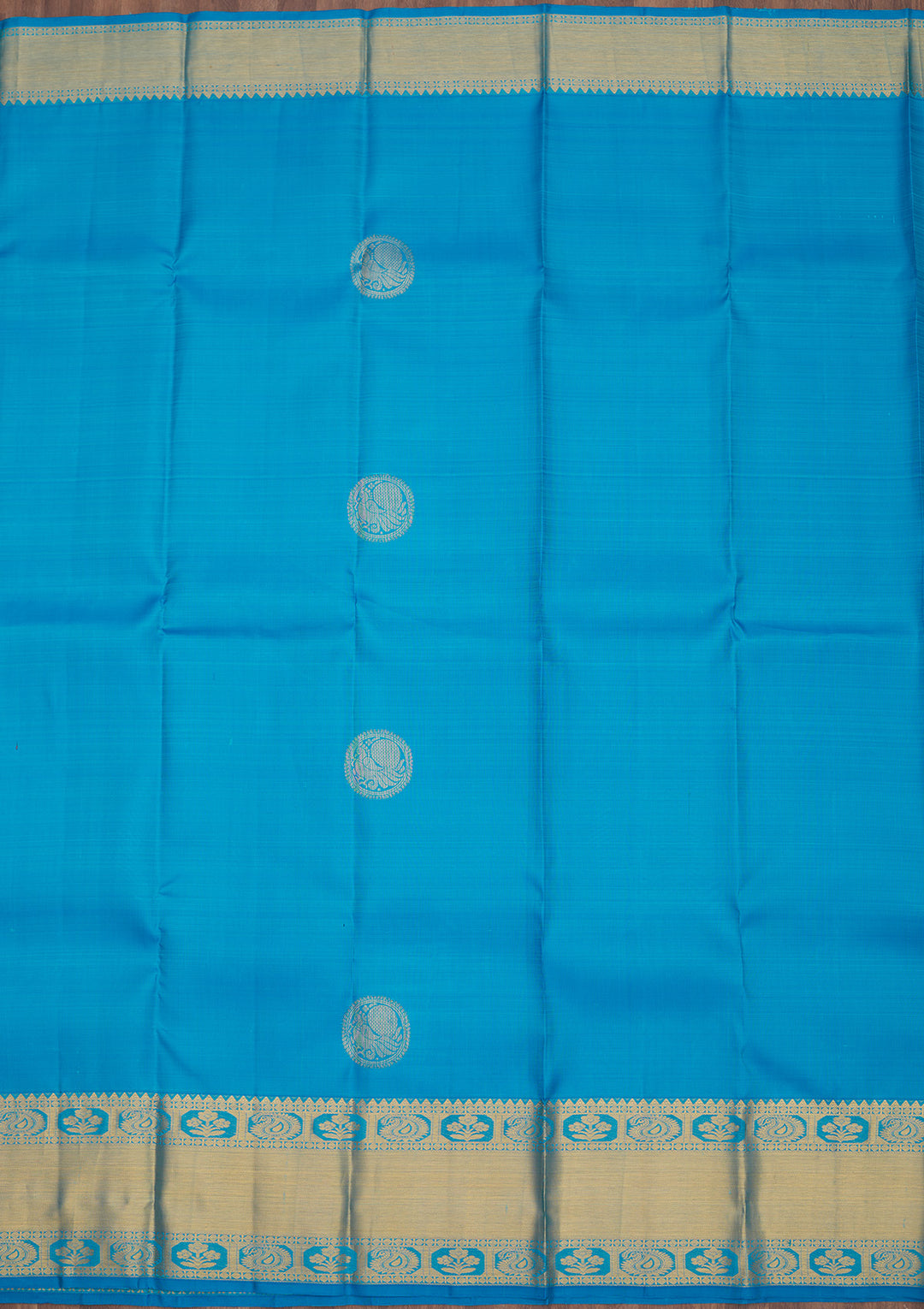 Turquoise Blue Zariwork Pure Silk Saree