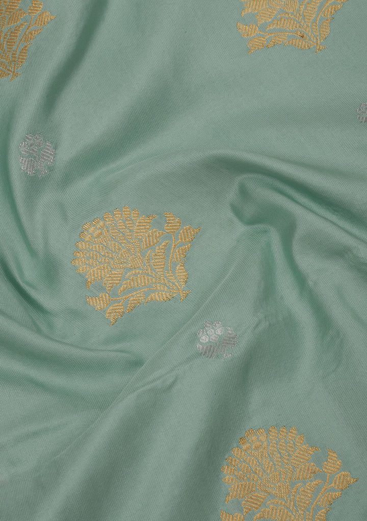 Turquoise Blue Zariwork Pure Silk Saree