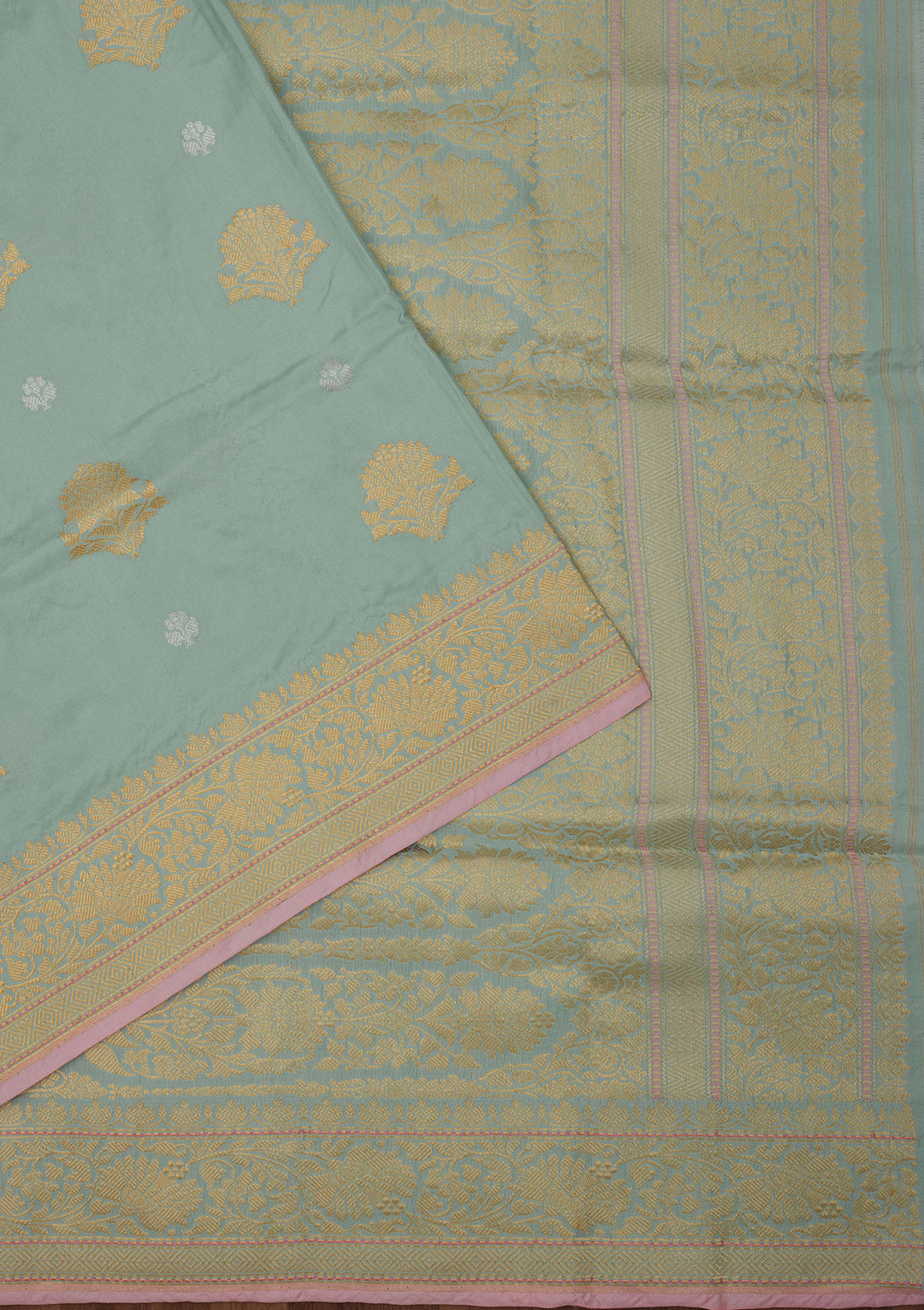 Turquoise Blue Zariwork Pure Silk Saree