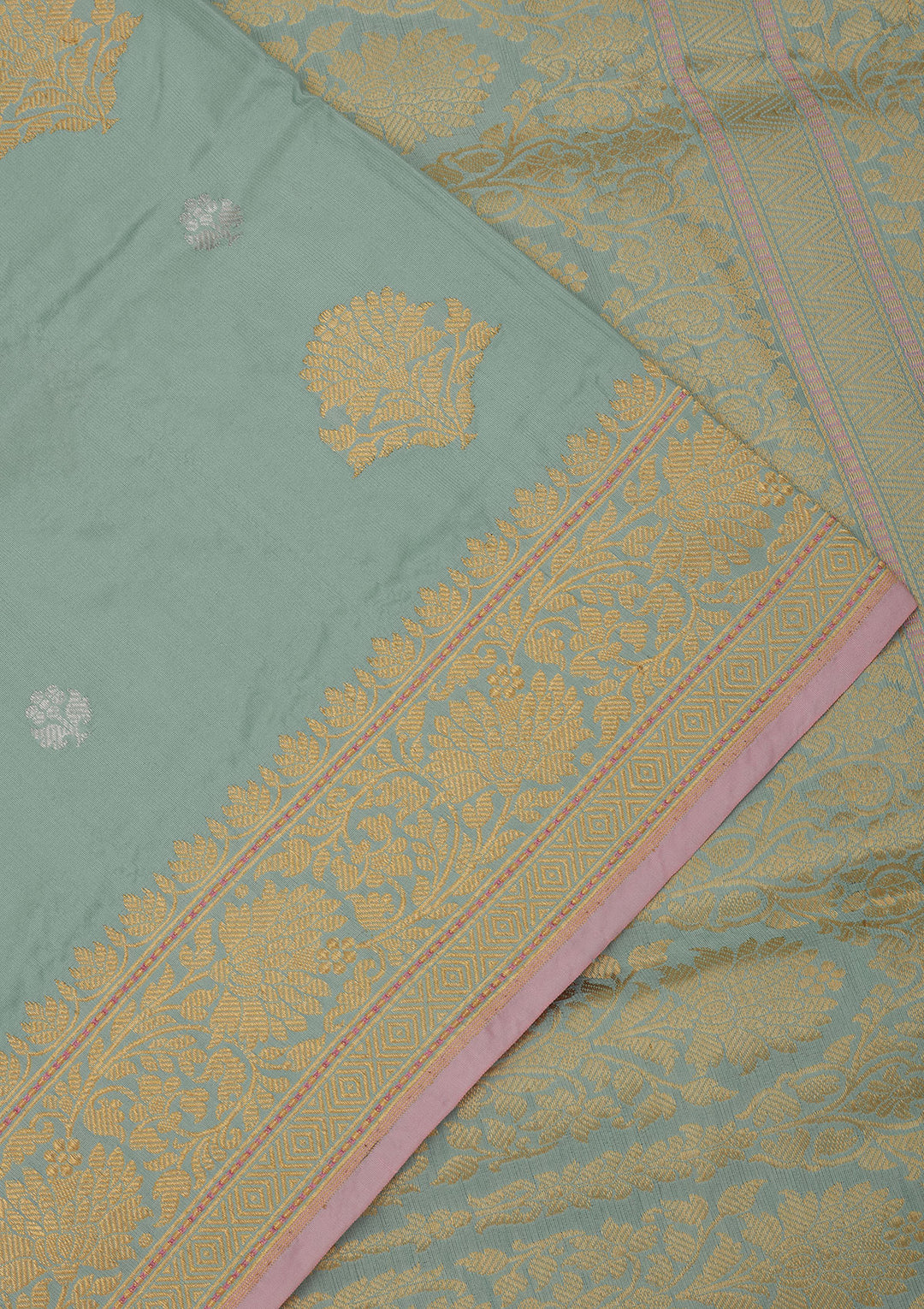 Turquoise Blue Zariwork Pure Silk Saree