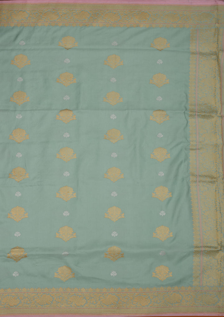 Turquoise Blue Zariwork Pure Silk Saree