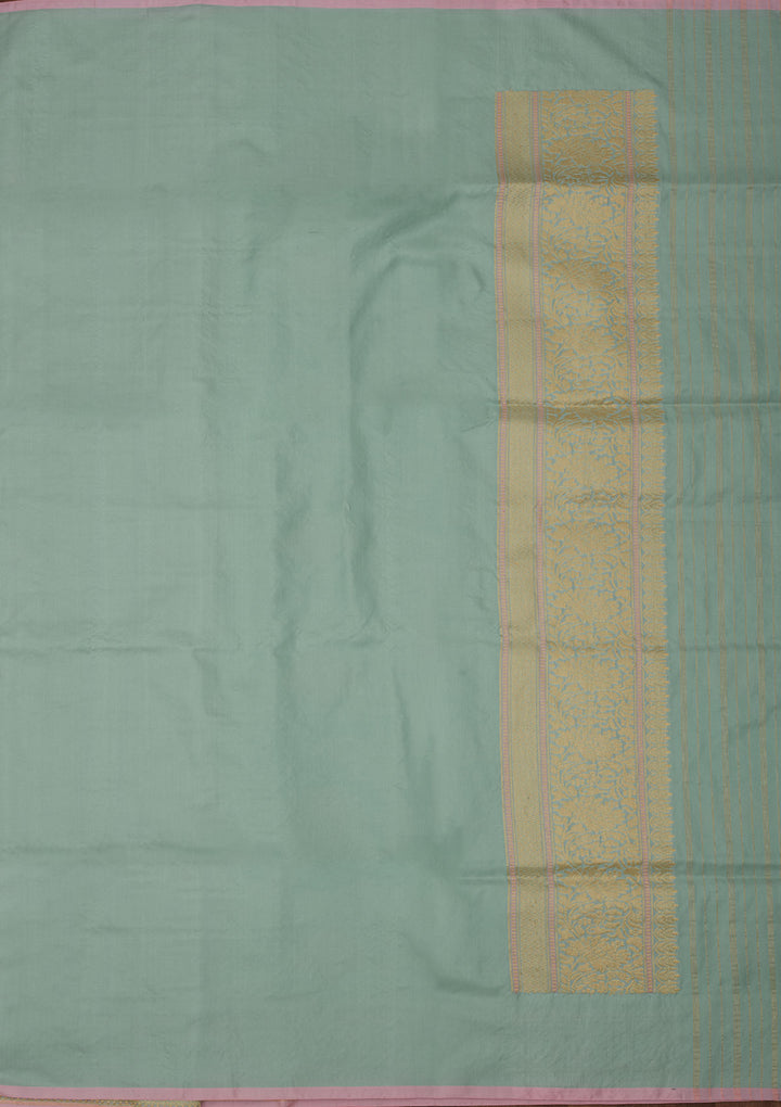 Turquoise Blue Zariwork Pure Silk Saree