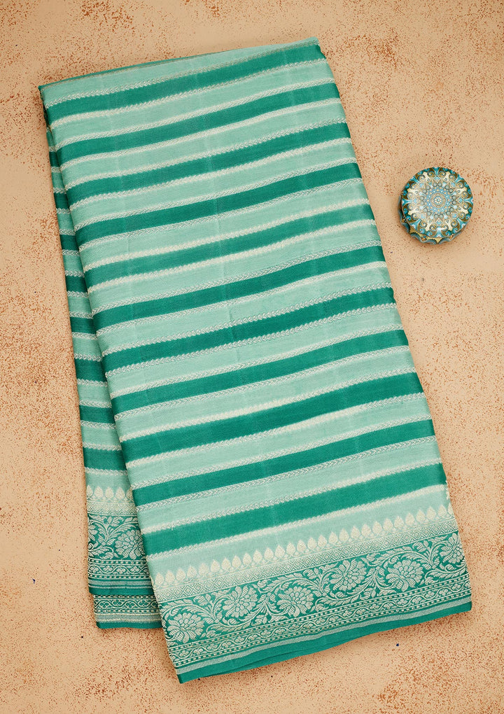 Turquoise Blue Zariwork Pure Silk Saree