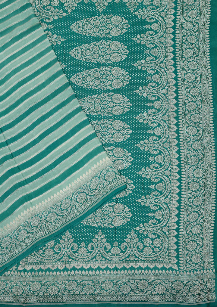 Turquoise Blue Zariwork Pure Silk Saree