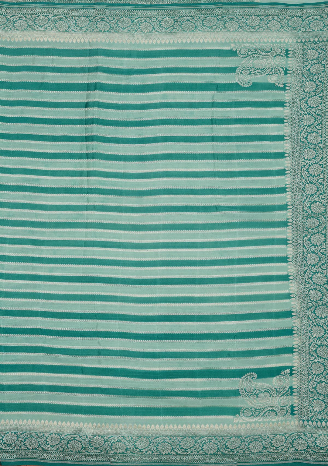 Turquoise Blue Zariwork Pure Silk Saree
