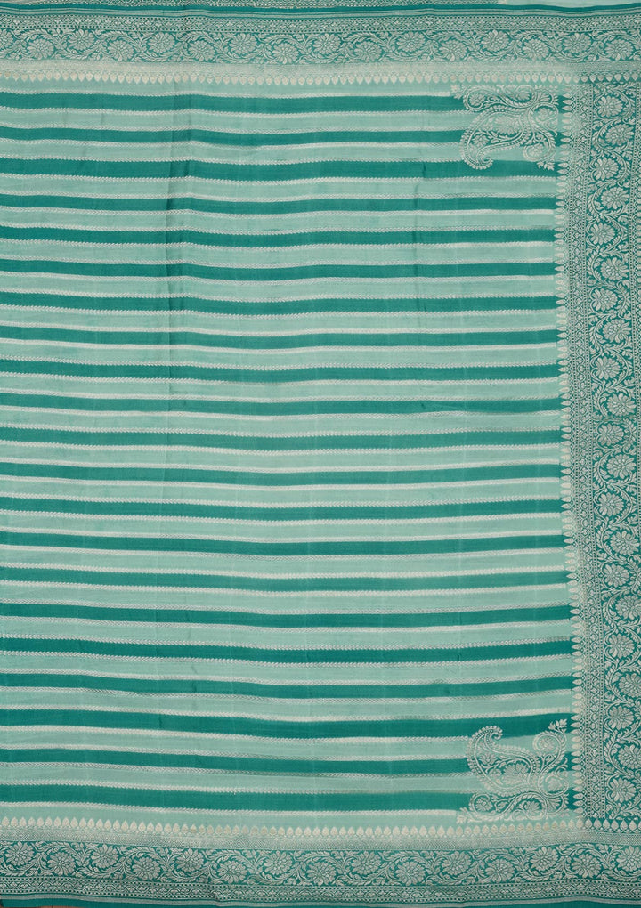 Turquoise Blue Zariwork Pure Silk Saree