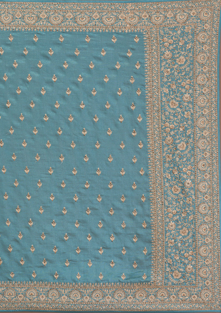 Sea Green Zariwork Raw Silk Saree