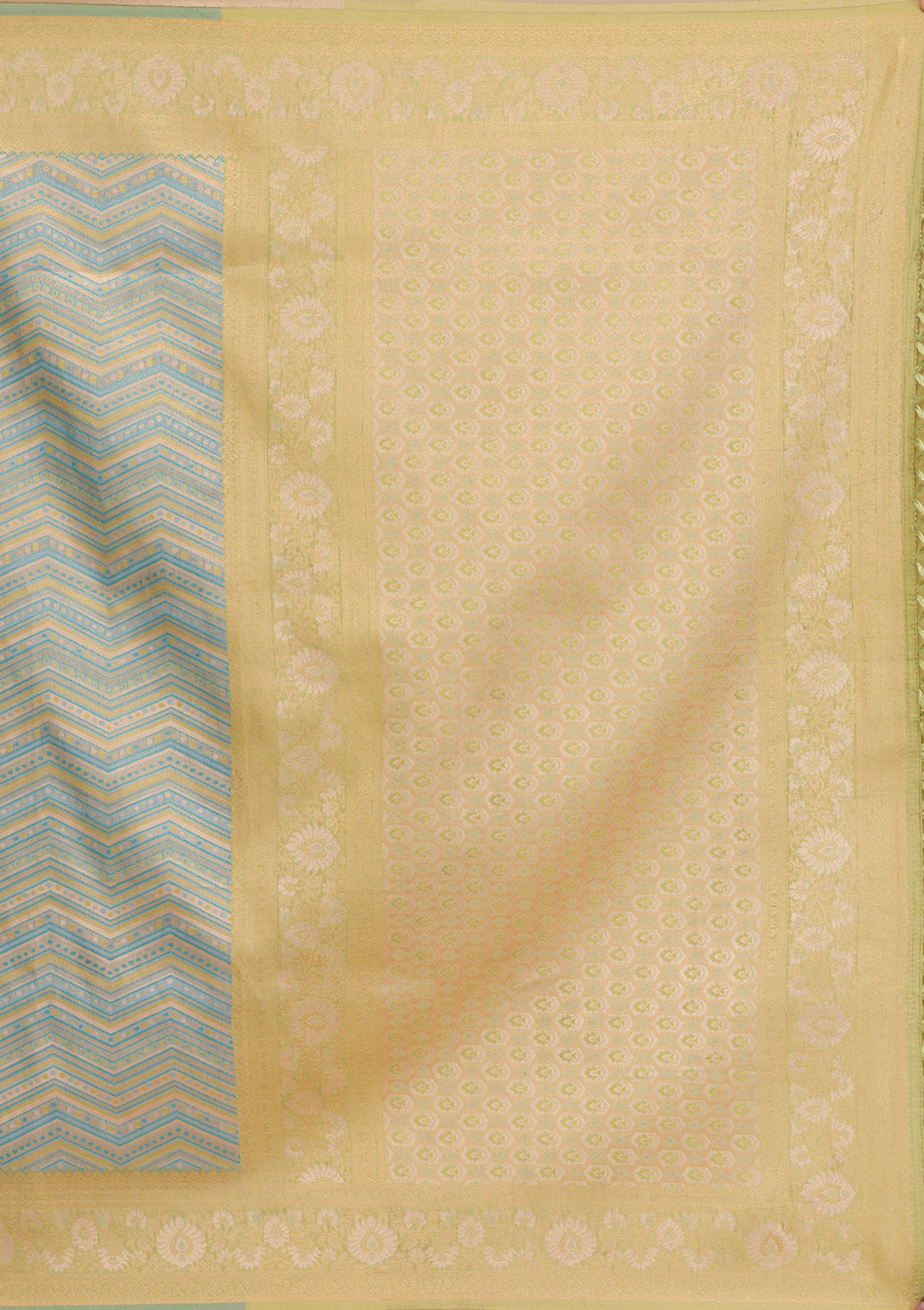 Turquoise Blue Zariwork Silk Saree