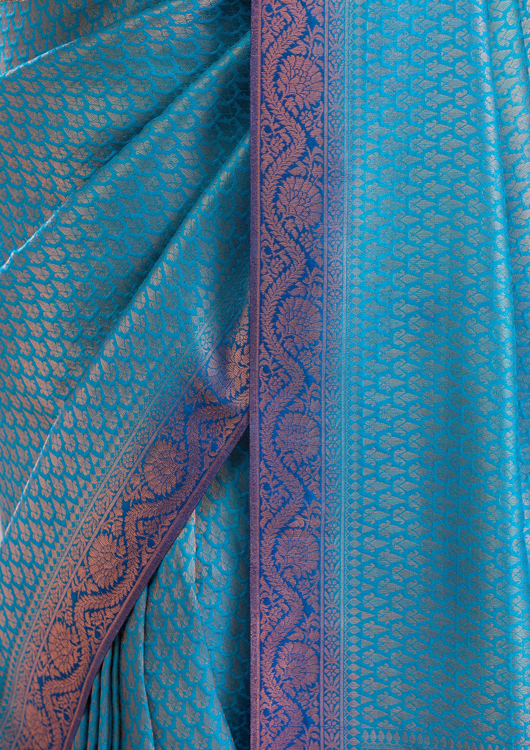 Turquoise Blue Zariwork Soft Silk Saree