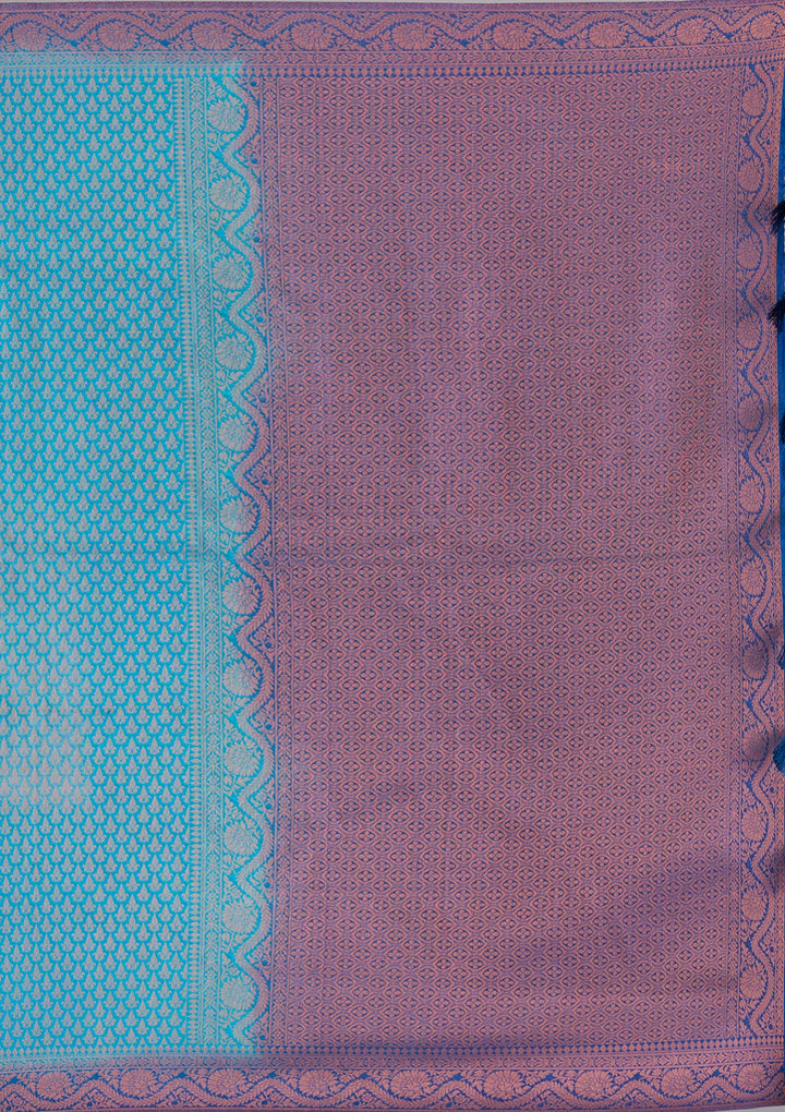 Turquoise Blue Zariwork Soft Silk Saree