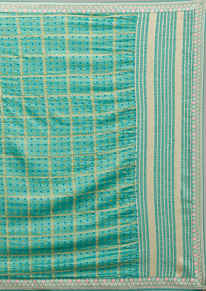 Rama Green Zariwork Soft Silk Saree