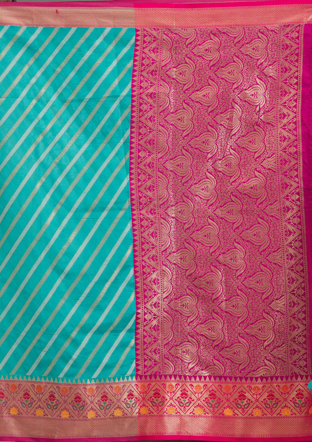 Turquoise Blue Zariwork Tissue Saree