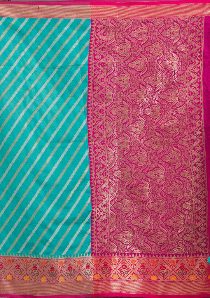 Turquoise Blue Zariwork Tissue Saree