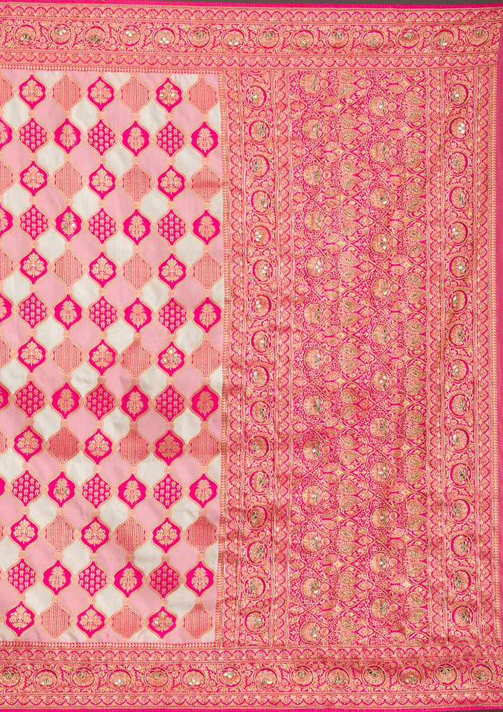 White Cutdana Art Silk Saree