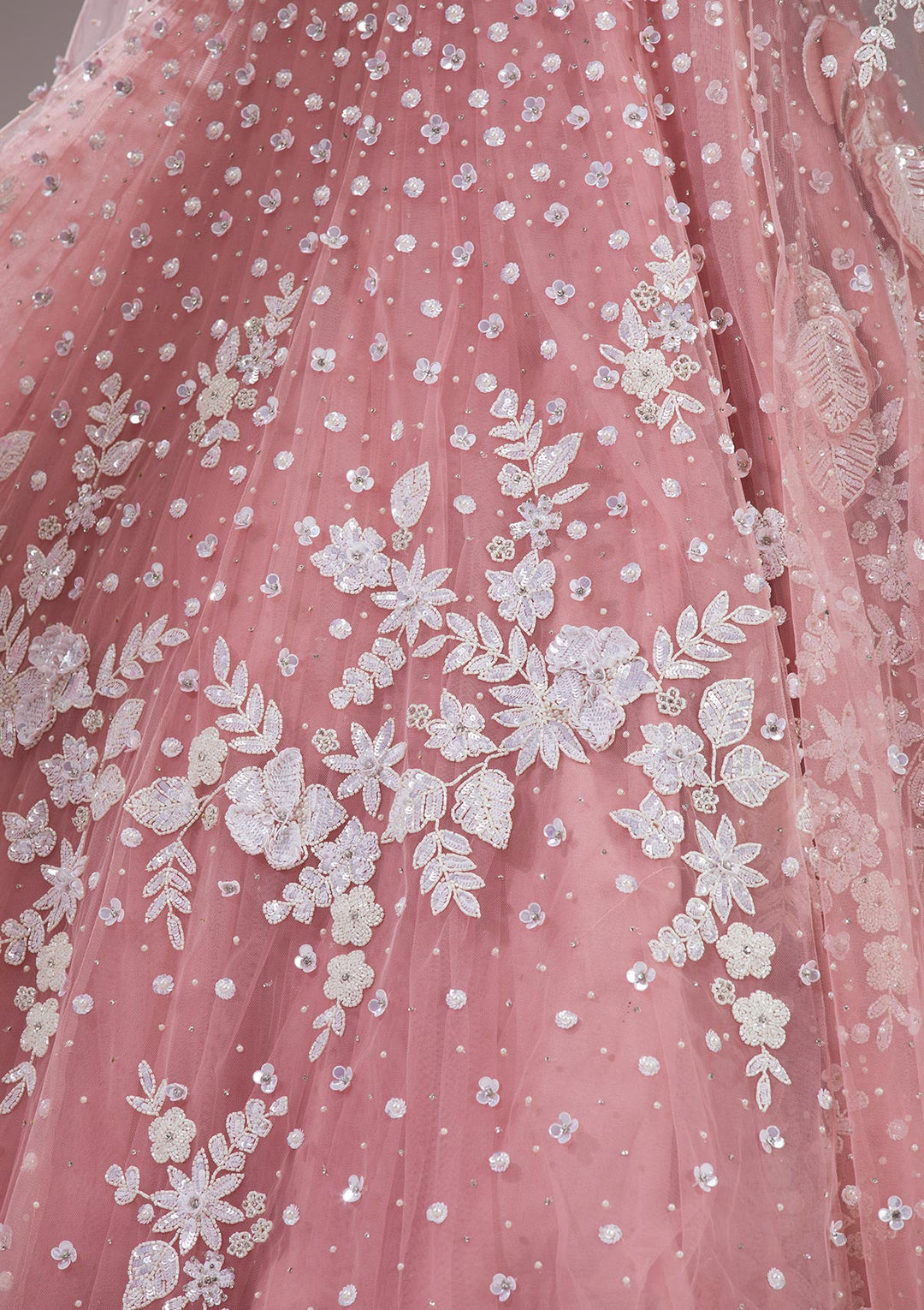 White Sequins Net Readymade Lehenga