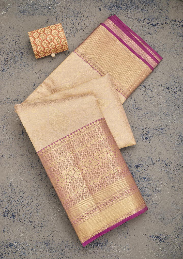 White Zariwork Pure Silk Saree