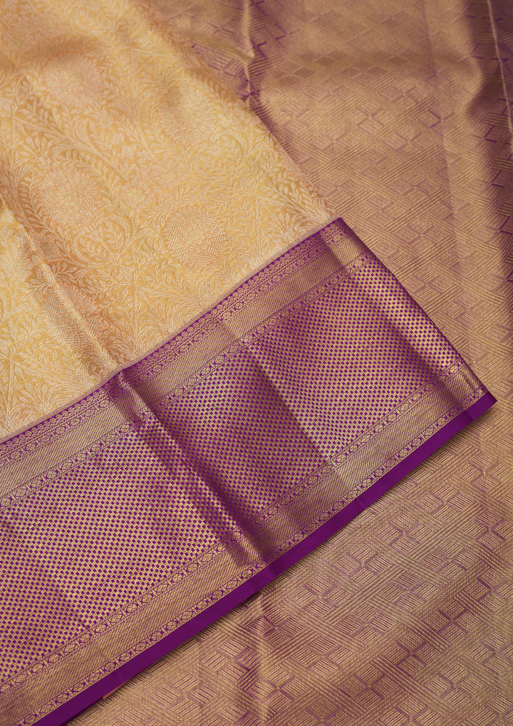 Cream Zariwork Pure Silk Saree