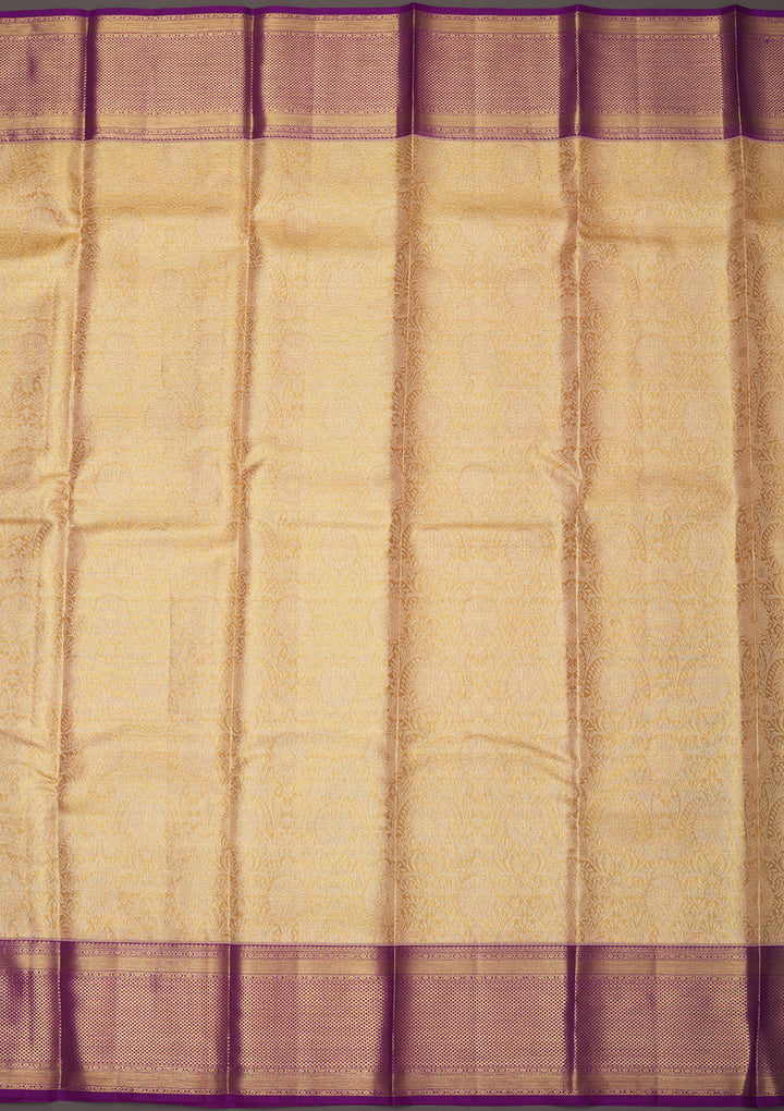 Cream Zariwork Pure Silk Saree
