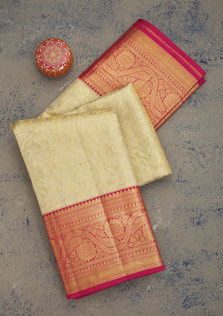 White Zariwork Pure Silk Saree