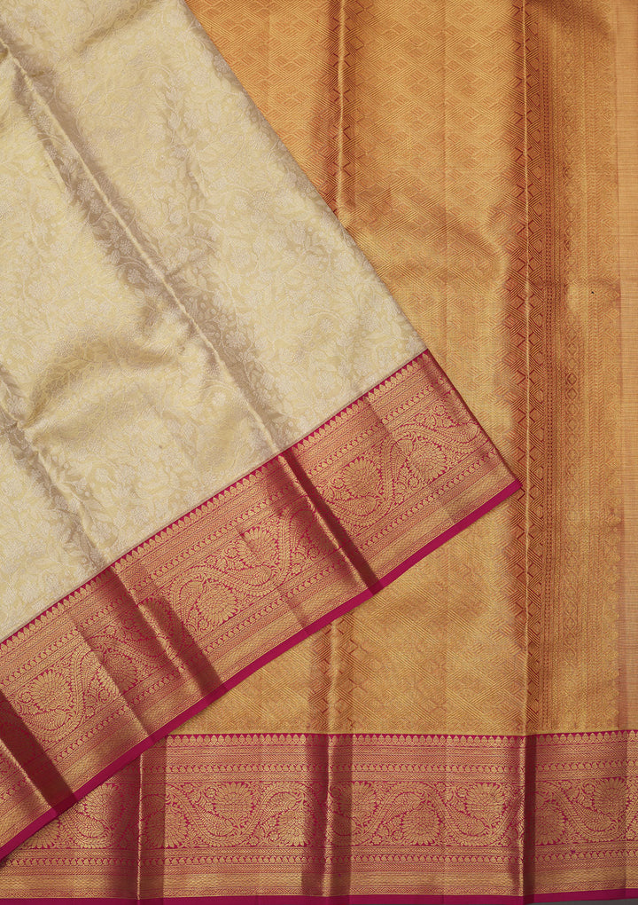 White Zariwork Pure Silk Saree