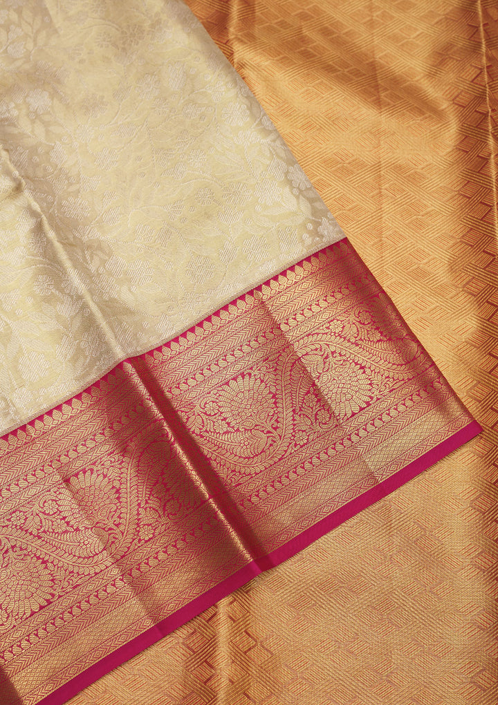 White Zariwork Pure Silk Saree