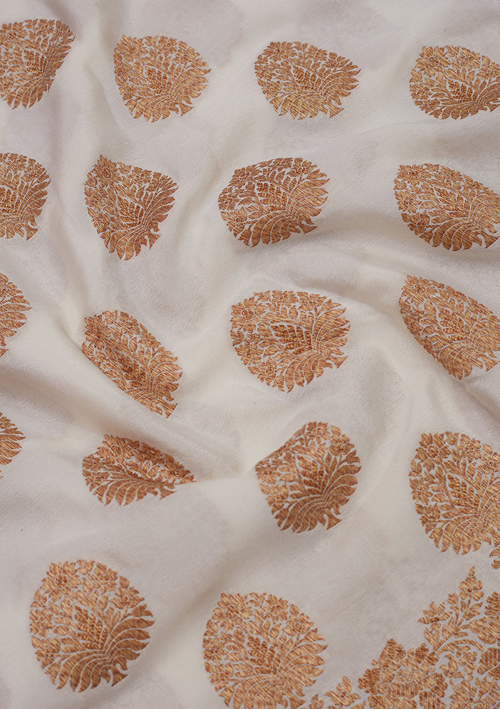 White Zariwork Pure Silk Saree