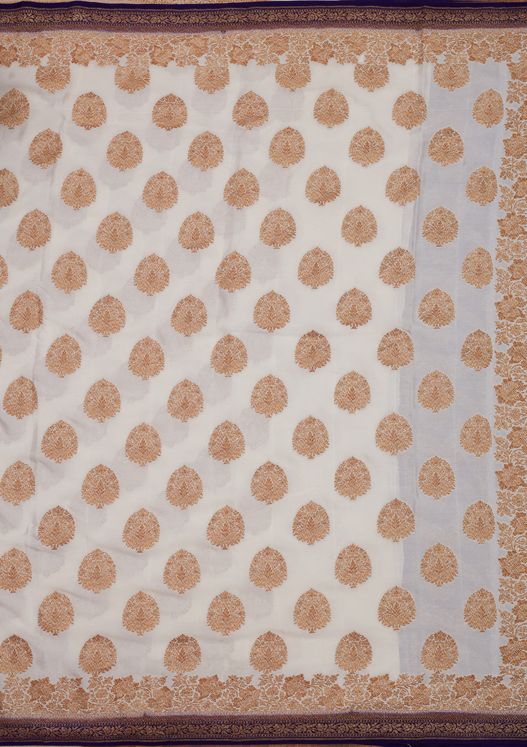White Zariwork Pure Silk Saree