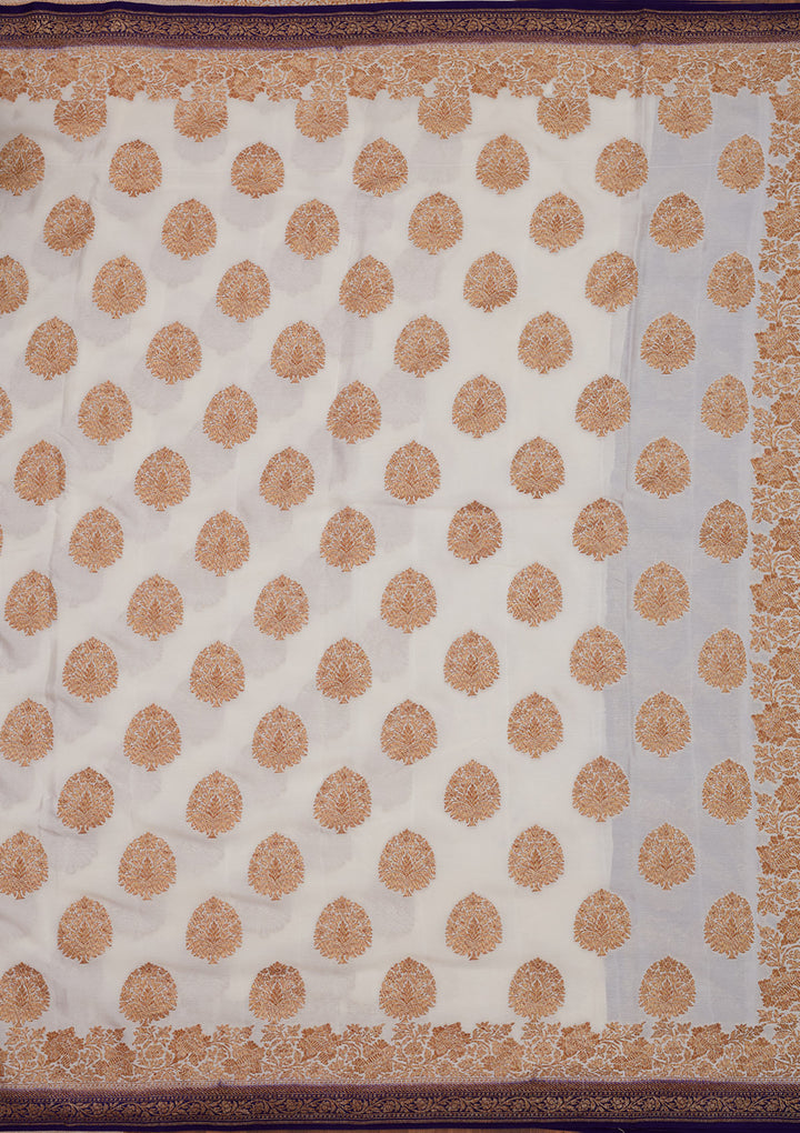 White Zariwork Pure Silk Saree