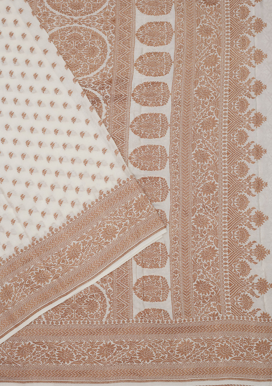 White Zariwork Pure Silk Saree