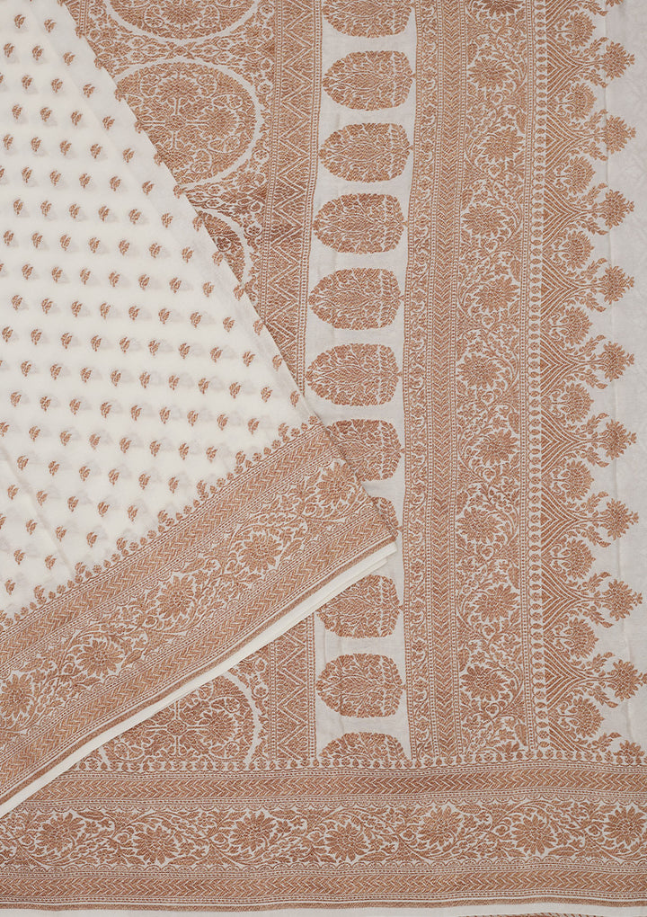 White Zariwork Pure Silk Saree