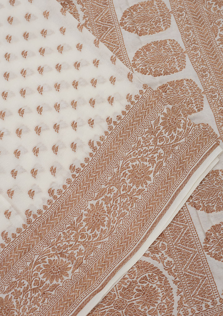 White Zariwork Pure Silk Saree