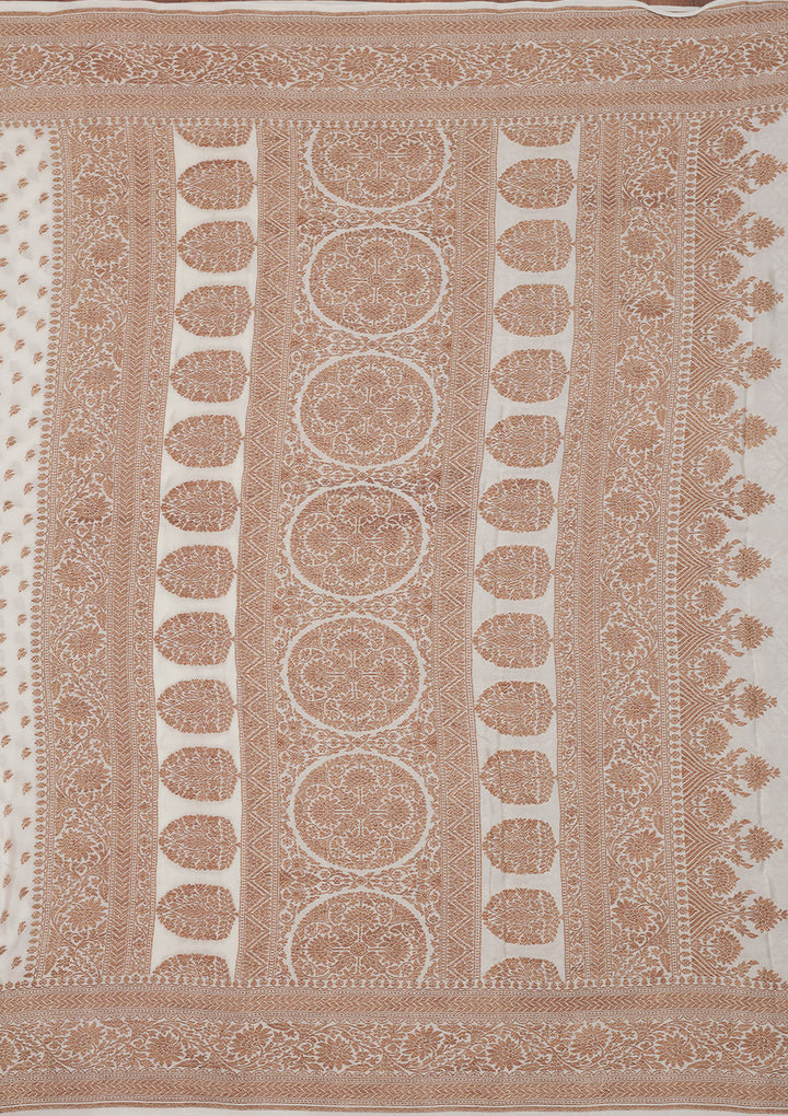 White Zariwork Pure Silk Saree