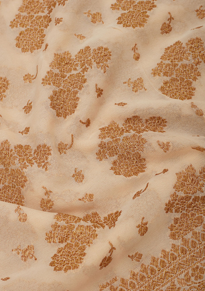 White Zariwork Pure Silk Saree