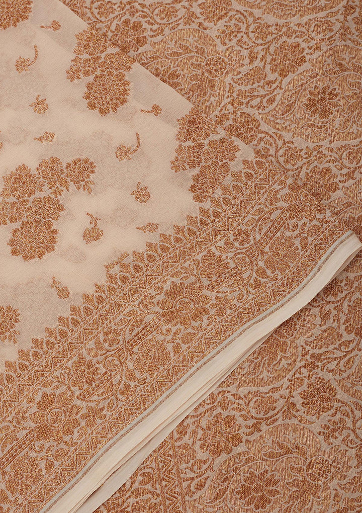 White Zariwork Pure Silk Saree