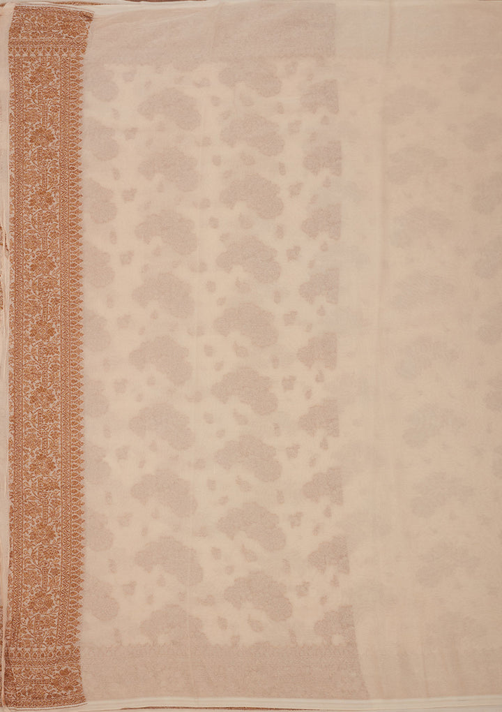 White Zariwork Pure Silk Saree