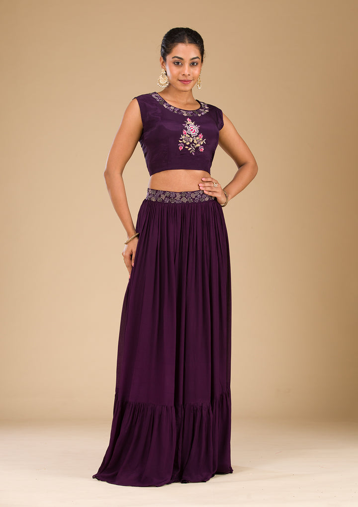 Wine Cutdana Georgette Readymade Salwar Suit