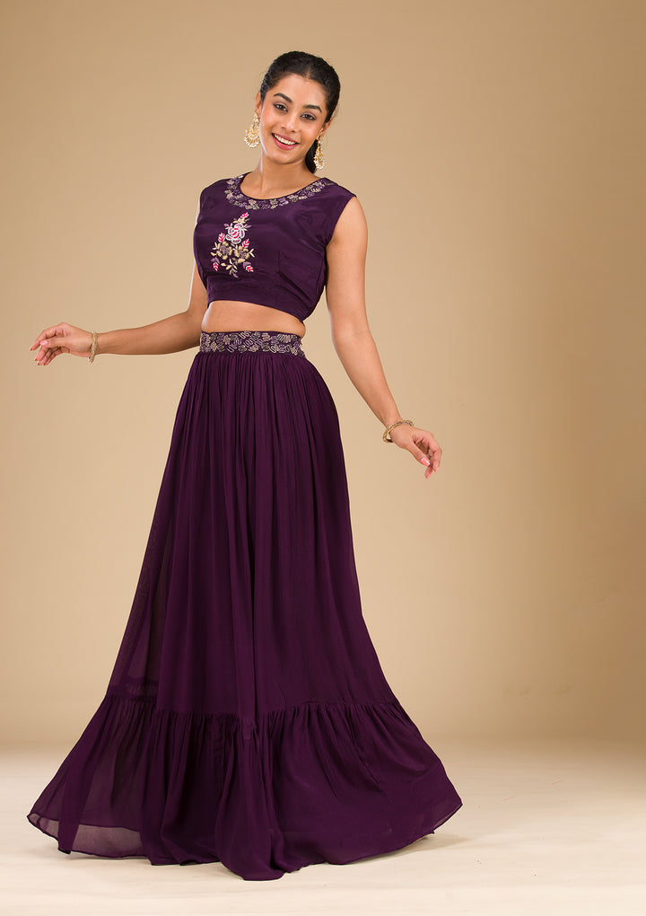 Wine Cutdana Georgette Readymade Salwar Suit
