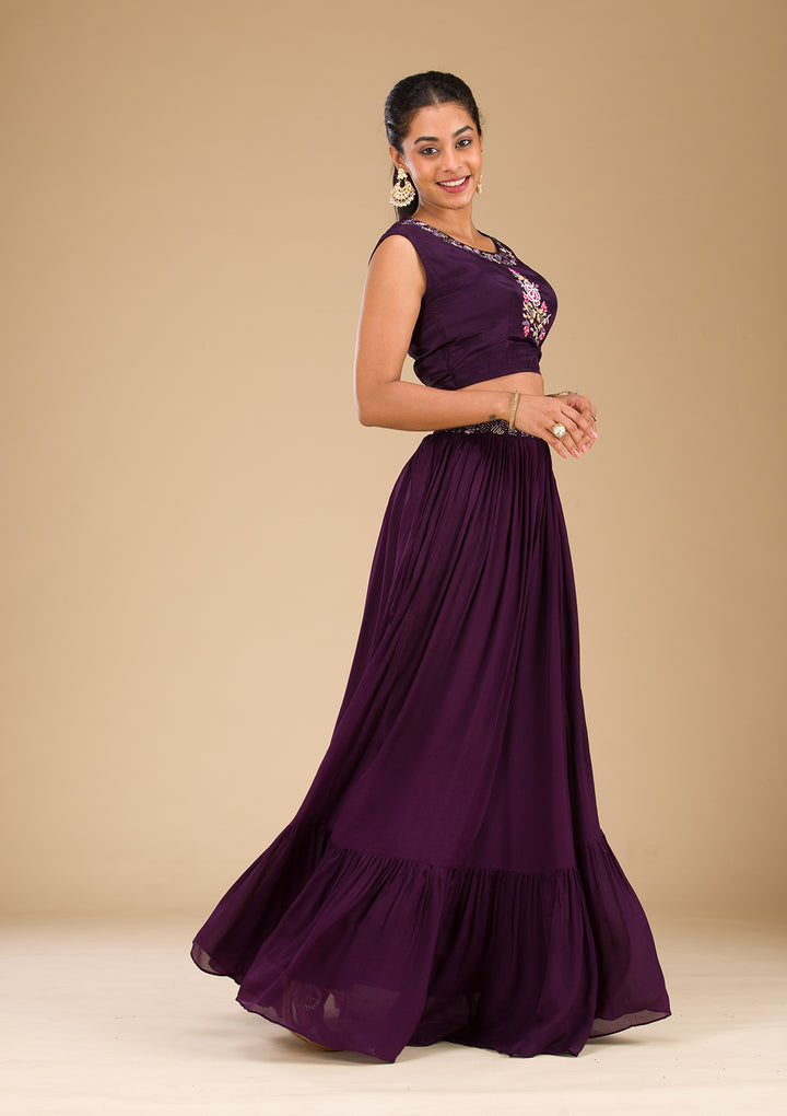 Wine Cutdana Georgette Readymade Salwar Suit