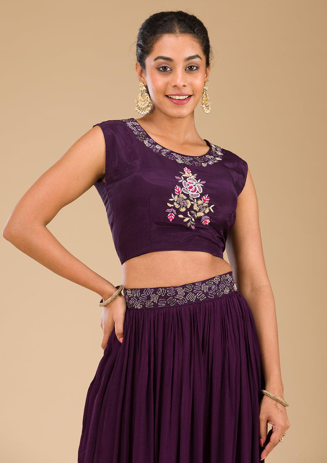Wine Cutdana Georgette Readymade Salwar Suit